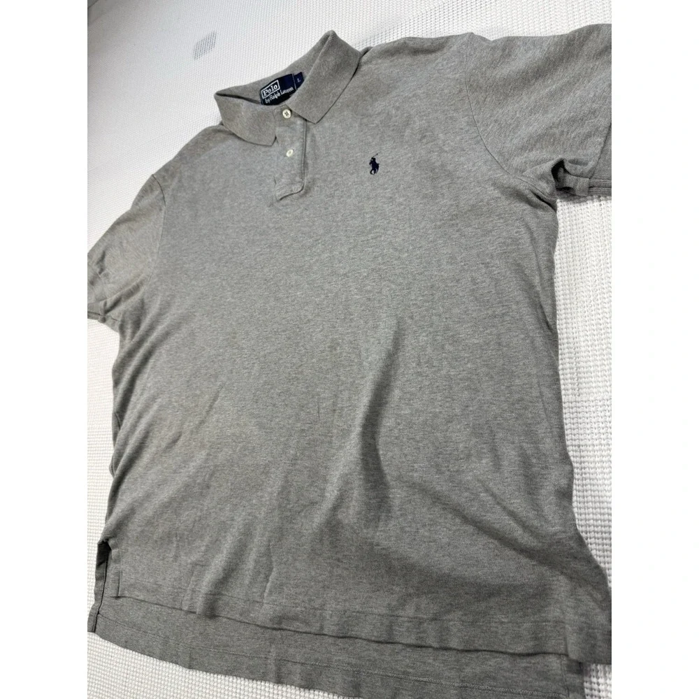 Polo Ralph Lauren Mens Large Gray Short Sleeve Pony Logo Polo Shirt 33672